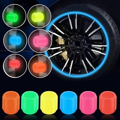 Eligibleto Glow in The Dark Tire Valve Caps - Night Tyre Plug, LED Valve Seal