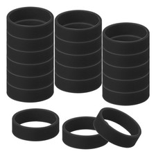 30Pcs 0.8 x 0.28 Inch Silicone Wide Rubber Bands for Fashion Accessory, Black