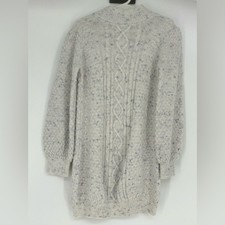 Janie and Jack Blue Speckled Marled Cable Knit Sweater Dress-Cream Sugar Sz.4