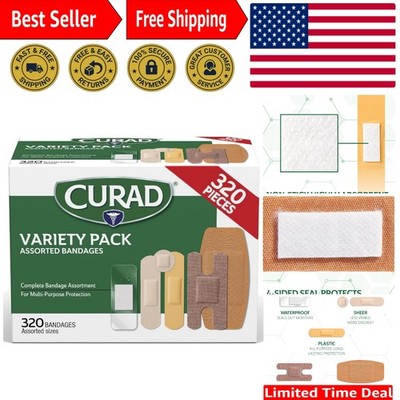 320 Count Assorted Bandages Variety Pack - Waterproof, Sterile & Heavy Duty