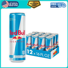 Red Bull Sugar Free Energy Drink, 16 Fl Oz Cans, 151mg Caffeine, Pack of 12