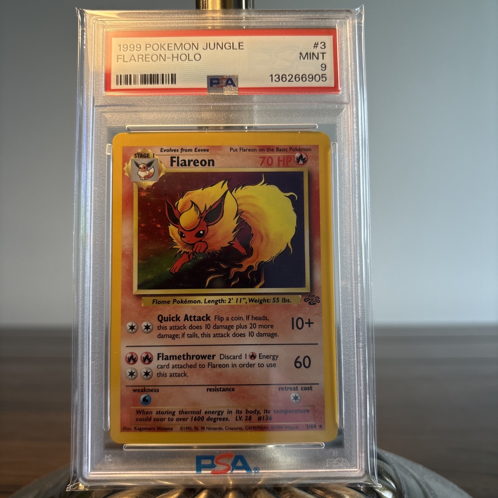 1999 POKEMON JUNGLE #3 FLAREON-HOLO PSA 9 NEW CERT