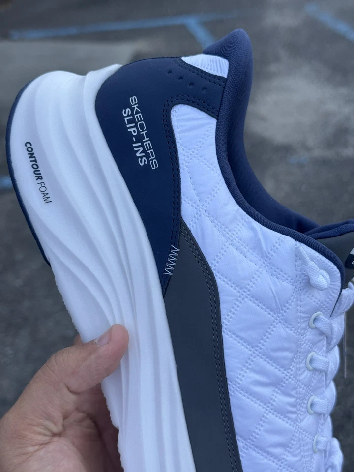 Skechers Men's Slip-Ins: Contour Foam - Cozy Fit Sneaker White/Navy size: 13us - Image 2 of 4