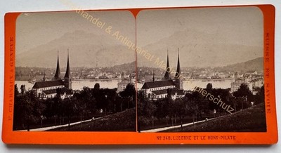 orig. Stereo Photo Photograph Circa 1870 Lucerne Switzerland Mont Pilate