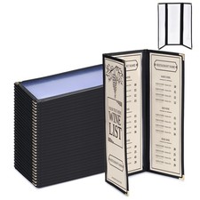 WeChef 30 Pcs Restaurant Menu Covers 3 Page 6 View Trifold for 4.25 x 14" Paper