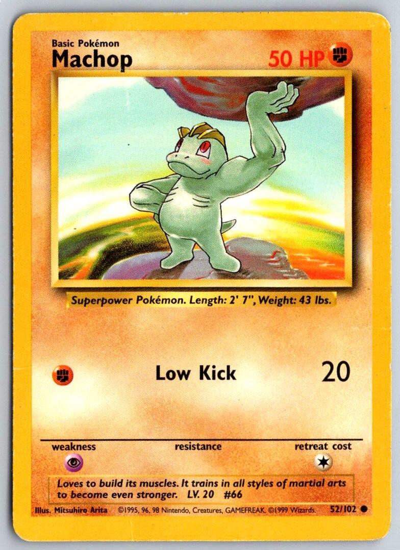 MACHOP 52/102 BASE SET UNLIMITED 1999