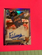 2021 BOWMAN CHROME FREDDY VALDEZ AUTOGRAPH PURPLE REFRACTOR 83/250 ~ #CPA-FV MET
