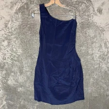 MM Couture Women Silk Dark Romantic Fairy Grunge One Shoulder Slim Mini Dress XS