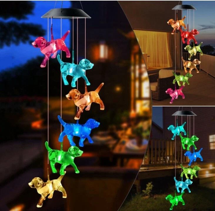 Wind Chimes Solar Powered LED Light Hanging Colour Changing Decor Outdoor Garden - image 4 of 4