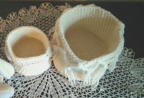 Set of 2 crochet baskets, Storage boxes, Decorative storage baskets,Home decor - Picture 4 of 9
