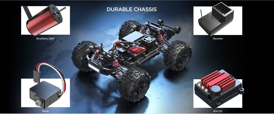 Batería 1/16 Sin escobillas Alta Velocidad RC Coche Vehículo Modelos 2S LIPO MJX HYPER GO 4x4 Foto 3 de 4