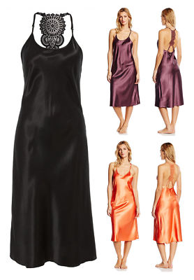 Lingadore Nubia Black Satin Long Chemise Night Dress Nightie Sleepwear Size XS