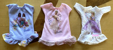 Vintage Lot Of 3 Barbie Fleece Pajama Nightgowns For Barbie Dolls 1990s