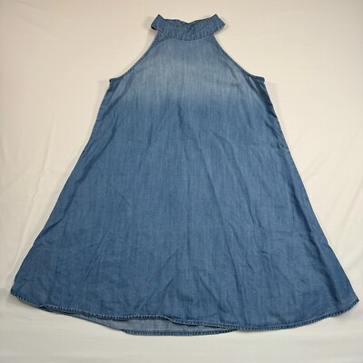 Cloth + Stone Sleeveless Halter Mini Chambray Dress Womens Size Small | eBay