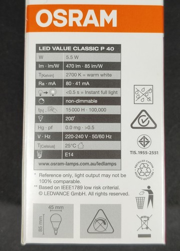 10x 5W LED Fancy Round Light Globes Bulbs Lamps E14 Small Screw Warm White 470Lm - Picture 4 of 7