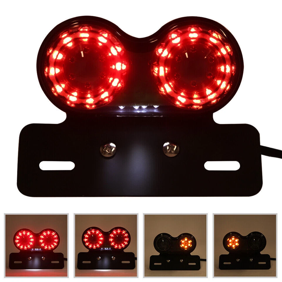 Motorcycle LED Brake Tail LightS Turn Signal License Plate Cafe Racer Dirt Bike - Image 2 of 4