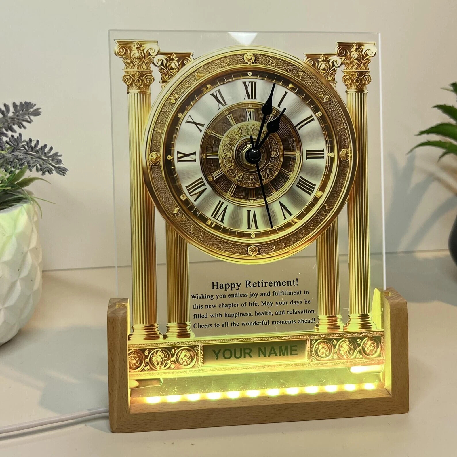 Personalized Retirement Clock &ndash; Custom Name Desk or Wall C