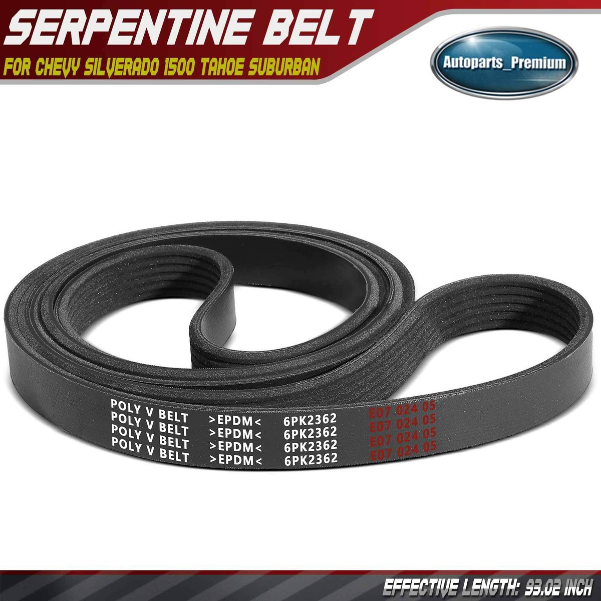 93.02 in Serpentine Belt for Chevy Silverado 1500 Tahoe 93.02 in Serpentine Belt for Chevy Silverado 1500 Tahoe