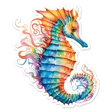Rainbow Seahorse, Vinyl Decal Sticker, Indoor Outdoor, 3 Sizes, #11722