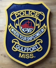 Police Gulfport 3D routed wood plaque patch Sign award Custom carved