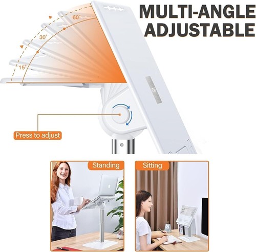 Adjustable Lap Desk White Portable Laptop Lap Desk for Bed with Legs Book Clip - Picture 3 of 9