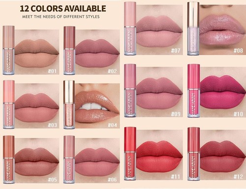 12 Colors Velvet Matte Liquid Lipstick Set - Long-Lasting & Waterproof - Picture 6 of 10