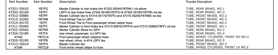 Kit de línea de freno de acero inoxidable prebent camioneta Toyota 1989-1995, cabina estándar 2x2 Foto 2 de 3