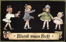 Blind Man's Bluff Little Boy Playing with Little Girls Mansell No. 1110 c1910 PC