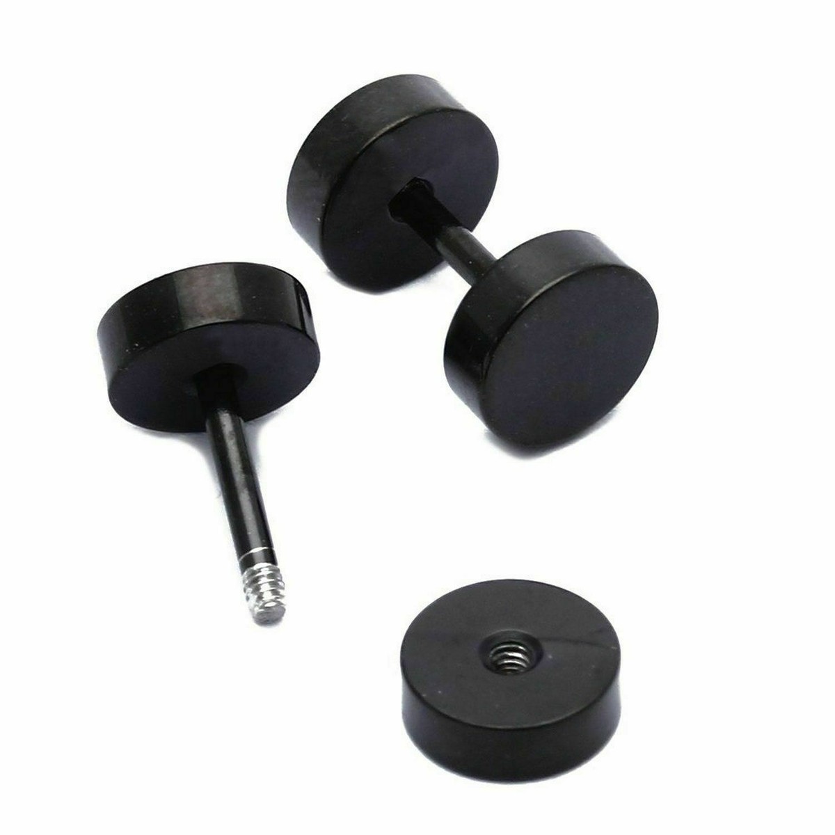 6 Mm Black Round Zirconia & Black Stainless Steel Stud Earring | In - Foto 9