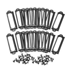 30 Stück Etikettenhalter aus Metall,60 x 17mm,für Dateinamenskarten,Schwarz
