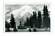 RPPC POSTCARD BUS SUNRISE MT RAINIER NATIONAL PARK Washington USA vintage photo