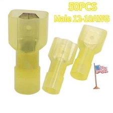 10-12 Gauge Nylon Male Insulated Wire Spade Terminal Crimp Connector Kit 50pcs