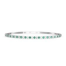 Round Cut Lab Created Green Emerald Women Bangle Bracelet 14k White Gold Plated