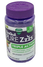Vicks ZzzQuil Pure Zzzs Triple Action Sleep Support Melatonin Gummies - 60 Count