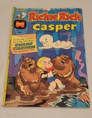 Richie Rich And Casper #1 Harvey Comic Book 1974 Vintage Face Swamp Creatures