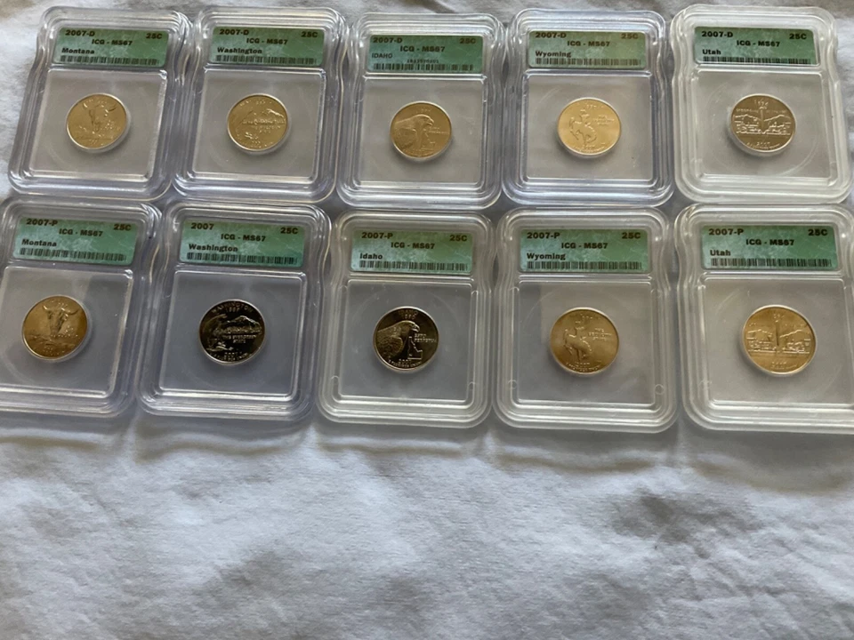Year 2007 United States mint state quarters a lot of 10 graded by ICG - Image 3 of 3