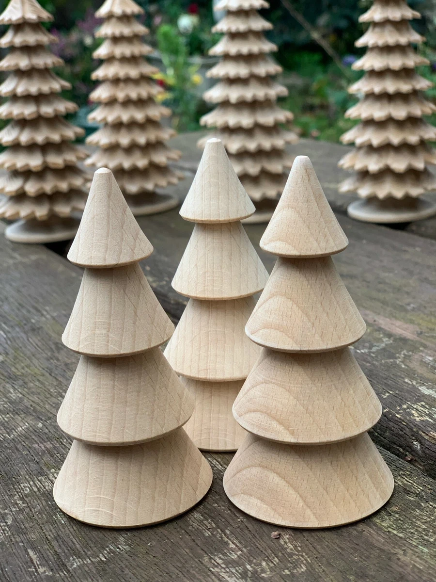 Natural Wooden Christmas Trees, wooden tree decor 7/ 10 cm Heigh.