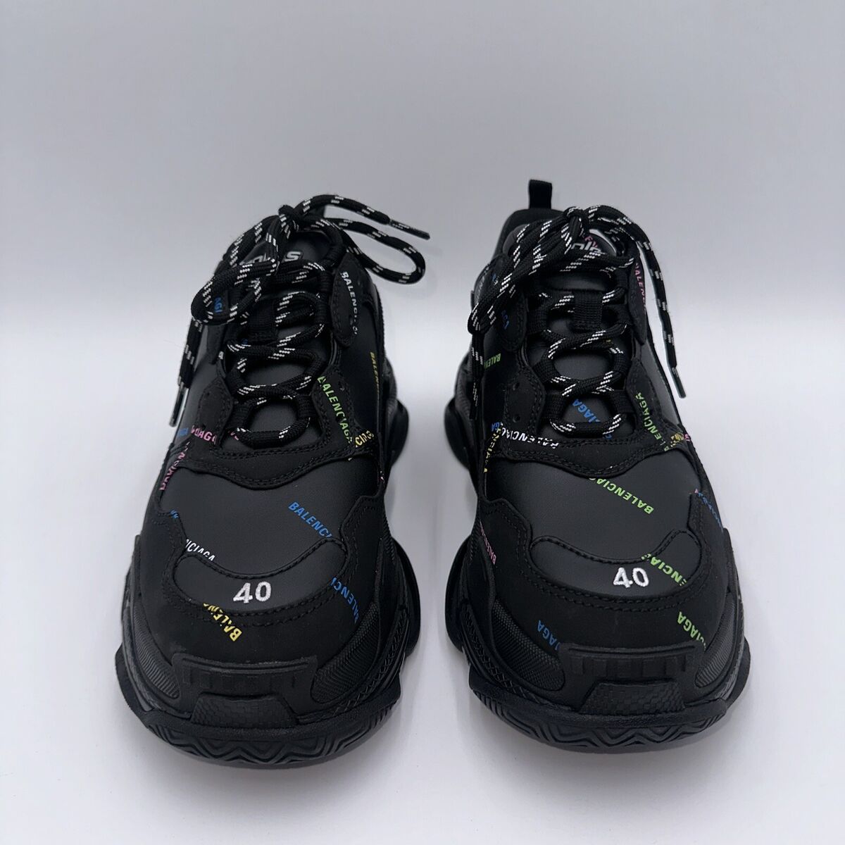 Balenciaga Men's Triple S Sneaker Allover Logo - Black Balenciaga Men's Triple S Sneaker Allover Logo - Black