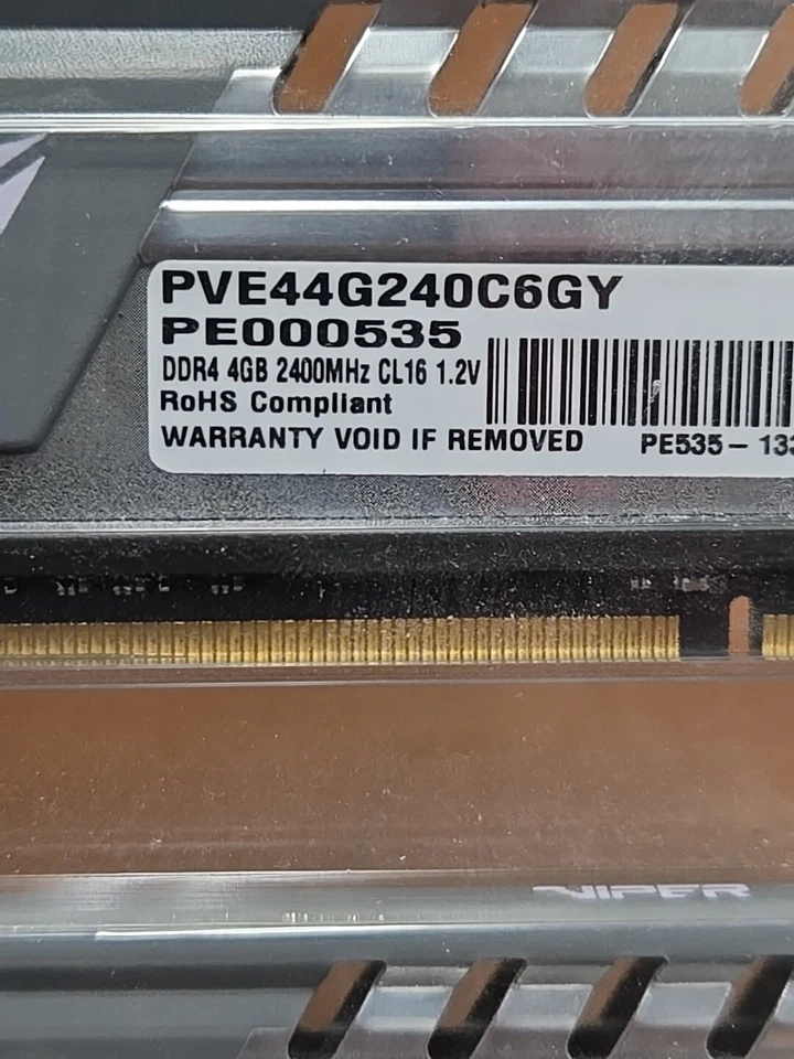 2PATRIOT VIPER 2-4 G PVE44G240C6GY/ DDR4 DESKTOP MEMORY RAM  - Image 3 of 4