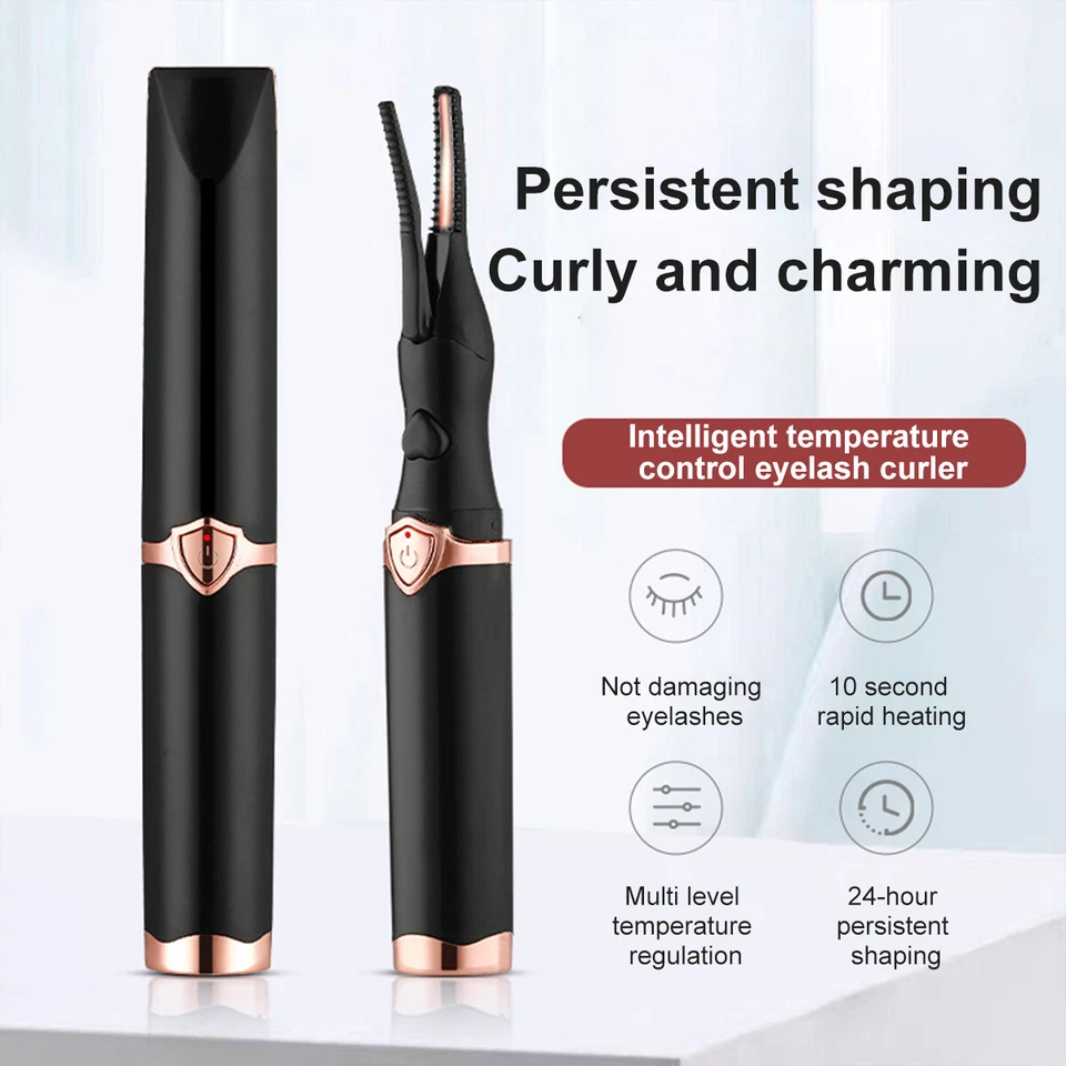 Rizador de pestañas eléctrico con calefacción USB recargable maquillaje herramienta de rizado de larga duración Foto 2 de 4