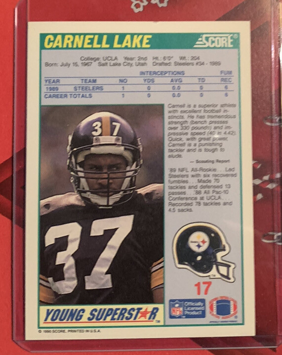 1990 Score NFL Football Young Superstars #17 Carnell Lake