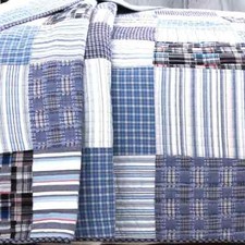 NEW COZY MODERN BLUE WHITE RED LOG CABIN LODGE COUNTRY NAVY PLAID QUILT SET