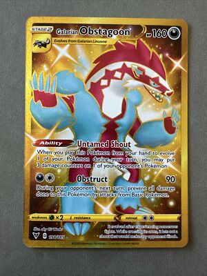 all gold shiny pokemon cards Pokemon TCG GOLD Shiny Galarian Obstagoon 198/185 Vivid Voltage Graded PSA  8