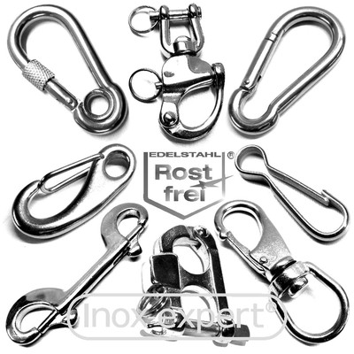 Edelstahl A4 Karabiner Schnapper V4A Schnapphaken Drahtseil-Haken Karabinerhaken