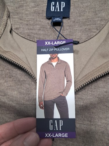 New Gap Pullover Shirt Mens XXL 1/4 Zip 1/2 Chincilla Long Sleeve Dress Office - Picture 8 of 13