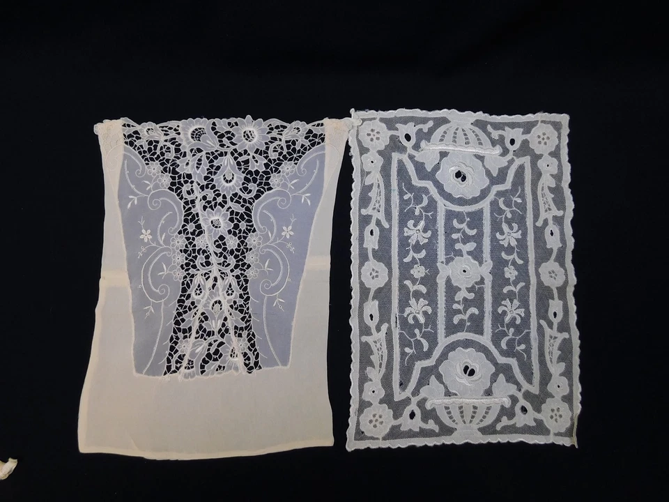 Antique 8 Pc Mixed Lot Of Victorian Lace Collars Dickie Cuffs Trim Pieces - Image 4 of 4