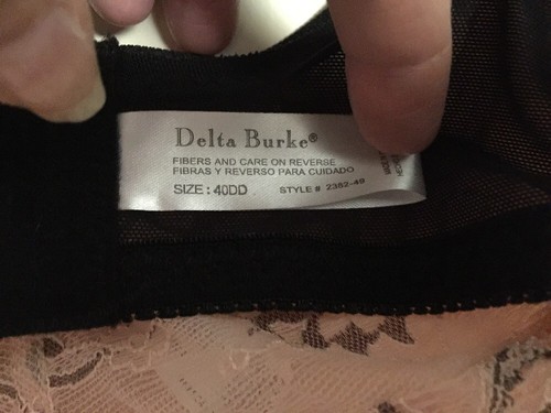 ❤️2 Delta Burke 40DD Sheer Floral Lace 1)Black + 1)Nude, 2 BRA PACK, NWT - Picture 7 of 12