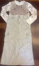 Y2K Limited Too Girls Bohemian Maxi Corduroy Cargo Skirt Shirt, Sz 8/10, EUC