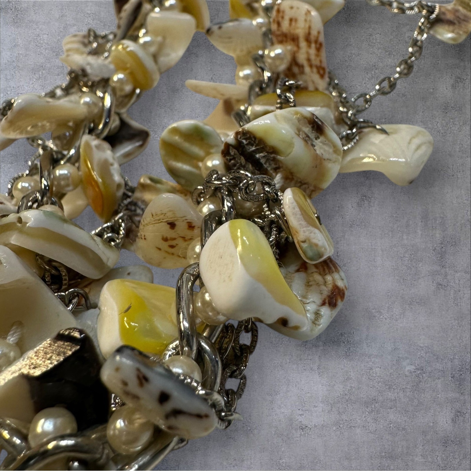 Express 36" Shell Statement Necklace Multi Strand… - image 3