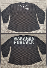 Disney Marvel Black Panther Wakanda Forever Adult Large Black Spirit Jersey